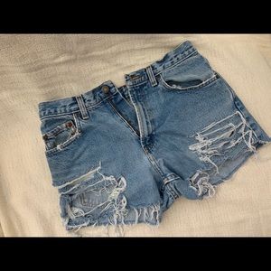 Distressed/ripped jean shorts